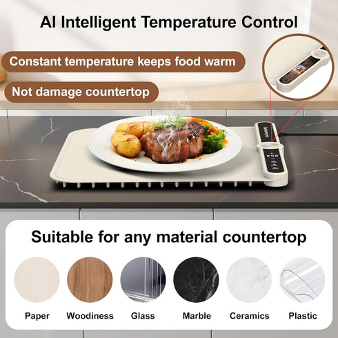 Parties,Buffet,Countertop 9-Level 18 Small Warming Mat for Food Portable Rolled-up Silicone Food Warmers for Electric