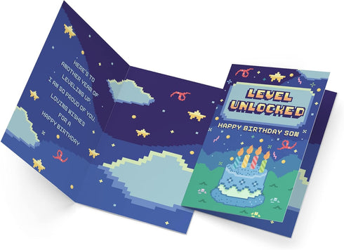 Prime Greetings Birthday Card for Son, Video Game Theme, Made in America, Eco-Friendly, Thick Card Stock with Premium
