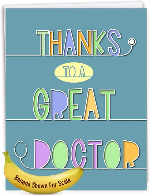 NobleWorks Jumbo Thank You Card for Nurse and Doctor, 8.5 x 11 Inch Gratitude Greeting Card