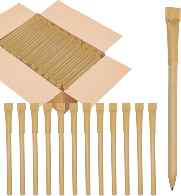 Kraft Paper Barrel Writing Pen, Eco-Friendly Pens, Cardboard Pens - Black Ink