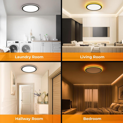 13in Dimmable 2000K, 3000K-6500K 24W BLNAN LED Flush Mount Ceiling Light Fixture with Remote Control, Night Light Wired