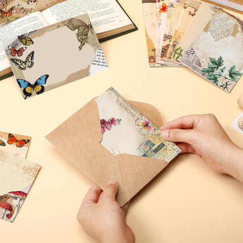 Motiskyy 100 4x6, 10 Set Pcs Nature Vintage Design Blank Greeting Cards Rustic Butterfly Blank Cards, Designs, Great