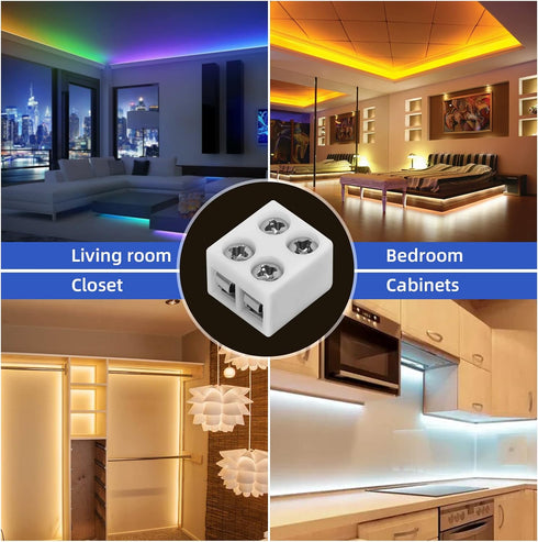 2-Pin 8mm Solderless LED Strip Connectors, Reliable and Easy-to-Install Solidly Connected LED Light Connectors
