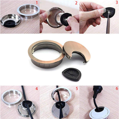 HJ Garden 1pc 2 Inch Metal Desk Grommets for Managing Wire Cord Cable Hole Cover, Zinc Alloy (Copper Red)