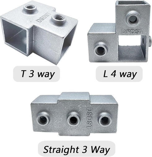 8 25mm 3 3-3.5mm Pcs Straight Line Way Square Tube Connector, Aluminum Alloy Tubing Corner Coupler, Pipe Fixed Joint