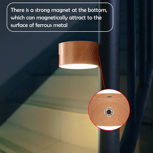 HBGFHG 360 Dimmable 1pcs) Wooden Led Wall Sconce, Rotatable Wall Lights Rechargeable Wall Lights Battery Operated