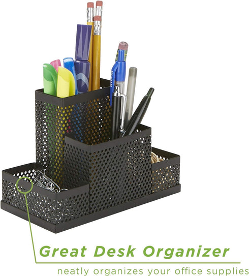 Mind Reader EMPORG2-BLK 2 Piece Cup, Pen, Pencil, Paperclip, Thumbtack Holder, Office Supplies Storage Organizer, Sticky Notes, Index Cards, Black, 2 Count by Mind Reader
