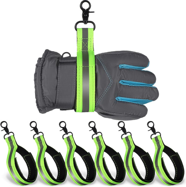 6 Pcs Firefighter Glove Strap, Heavy Duty Gear Holder Straps with Green Reflective Trim for Firefighting