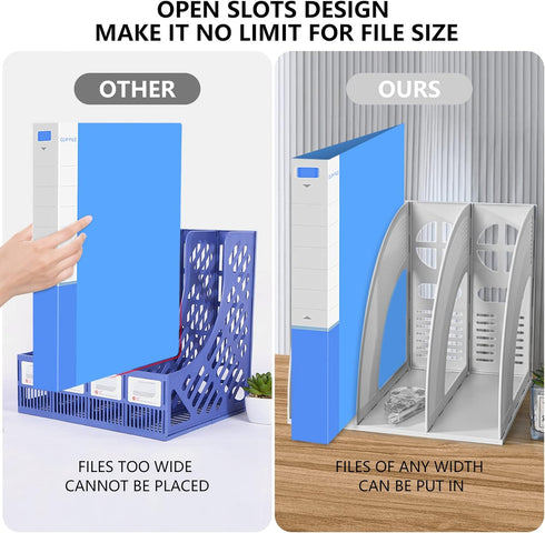 Lemical 3 Compartments Open Section Magazine File Holder, Desk Organizer, Book Rack for Office, Home, Kitchen