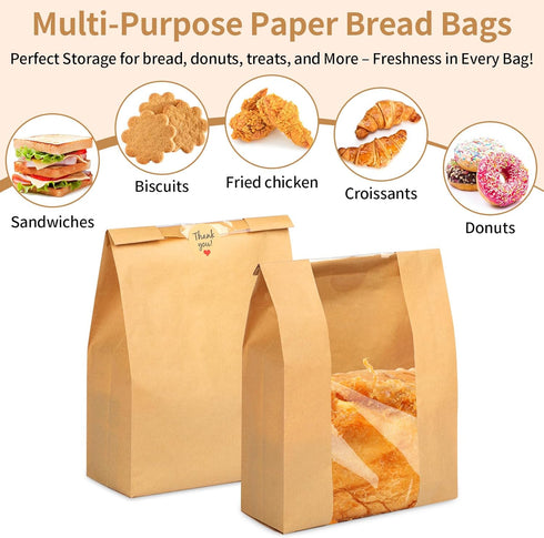 WINKIO 30 13.7 8.3 3.5 Inch 30 Pcs Bread Bags for Homemade Bread, x x Large Sourdough Kraft Paper Bakery Bags