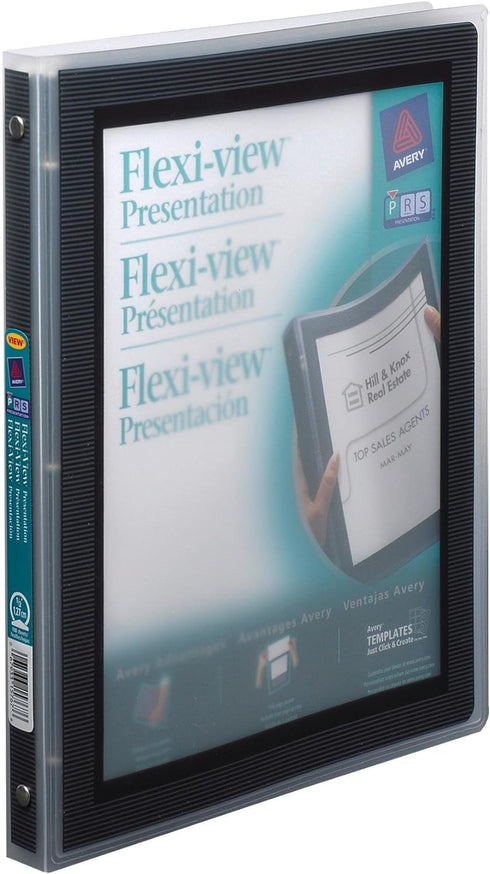 Avery 15767 Flex-View Binder, Black, 1/2-Inch Capacity, Round Rings, 11 x 8-1/2