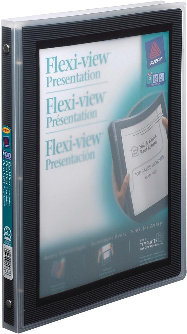 Avery 15767 Flex-View Binder, Black, 1/2-Inch Capacity, Round Rings, 11 x 8-1/2