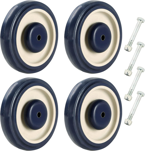 ATPEAM Shopping Cart Wheel Replacement Kit - 5" Polyurethane Wheels with Double Ball Bearing, Pack of 4