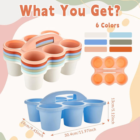 6 Pack 6 party greeting Classroom Caddy with Handle Plastic Storage Table Caddy Organizer with Compartments Morandi Cup