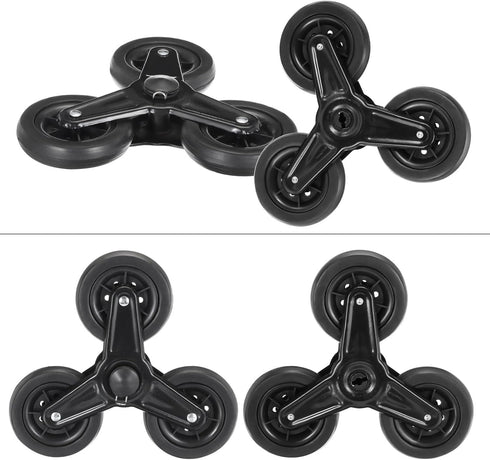 8 Inch, 2 Pack uxcell Stair Climbing Wheels Replacement Rubber Foaming Shopping Cart Tri-Wheels Repair for Folding