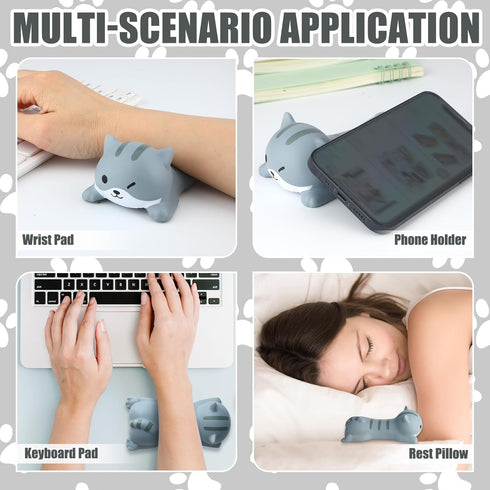 Kanayu 2 Pcs Mouse Pad Wrist Support, Cute Cat Wrist Rest Foam for Women, Non-Slip Desk Accessories Cushion