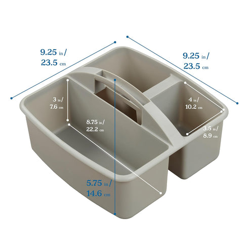ECR4Kids 3-Compartment Storage Caddy, Grey Supply Organizer, 6-Pack for Classroom and Office Organization