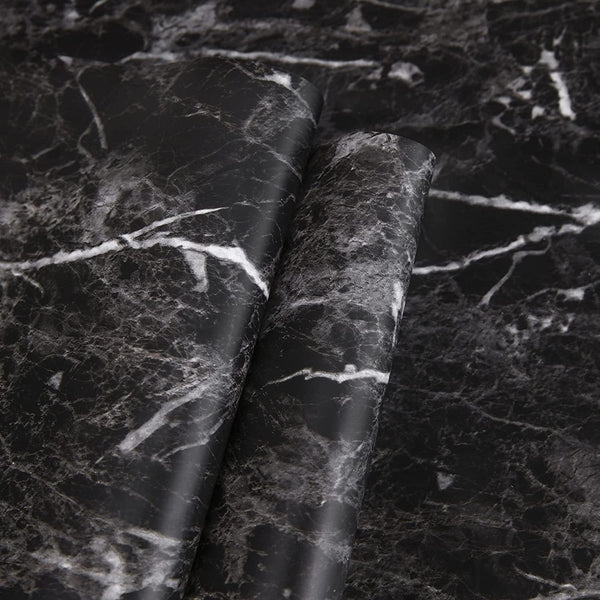 Abyssaly Black Marble Paper, Granite Wallpaper 15.7" X 118", Countertop Peel and Stick Self Adhesive