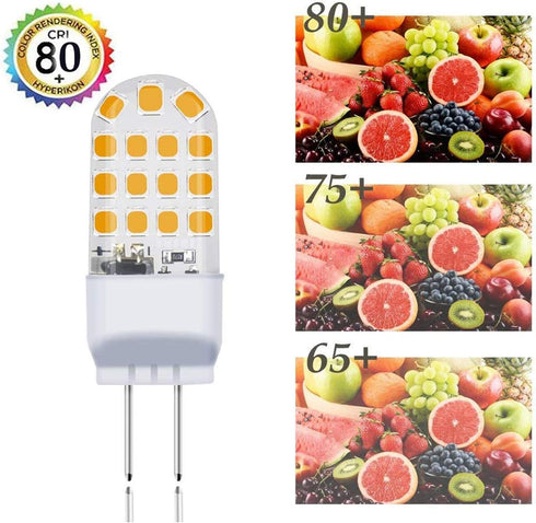 Lxcom Lighting 4W G6.35 LED Light Bulbs (5 Pack) - 110V Warm White 3000K for Desk Lamp Accent Chandelier