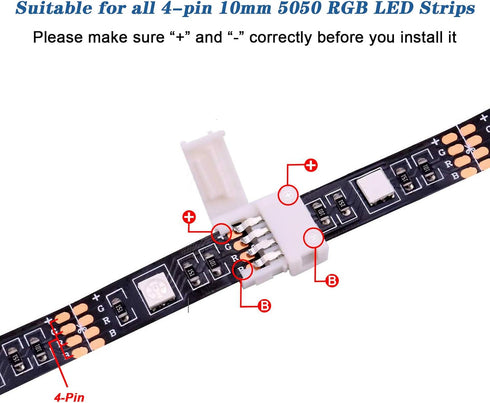 Mudder 95 Pieces 4 Pin LED Light Strip Connectors Set, Including Screw Clips, Cuttable T, L, and X Shape PCB Board