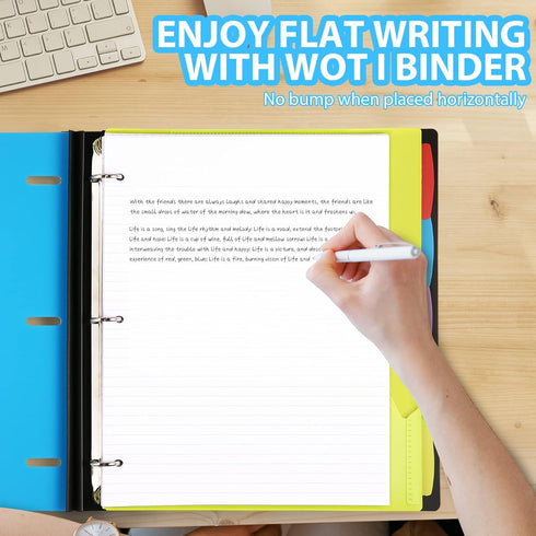 WOT I All-in-one Telescoping Binder Notebook, Refillable 3 Ring Binder, Blue, with 5 Subject Dividers