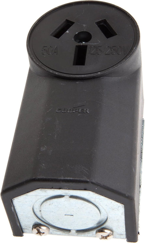 Forney 58499 Electrical Receptacle, Crowfoot Type, Wall Receptacle 50-Amp, 125/250-Volt, Black