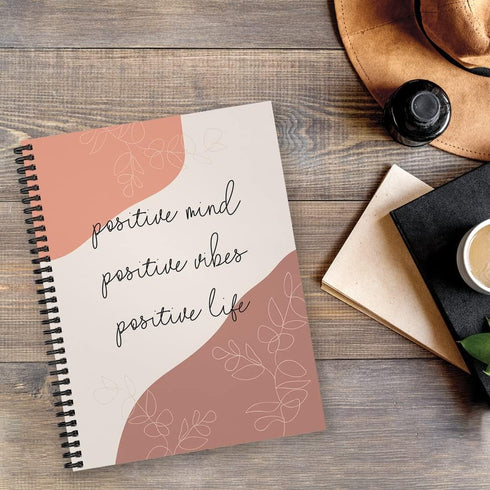 Softcover Positive Motivational Spiral Notebook, 8.5" x 11", 120 Wide Ruled Pages, Durable Gloss Laminated Cover, Black