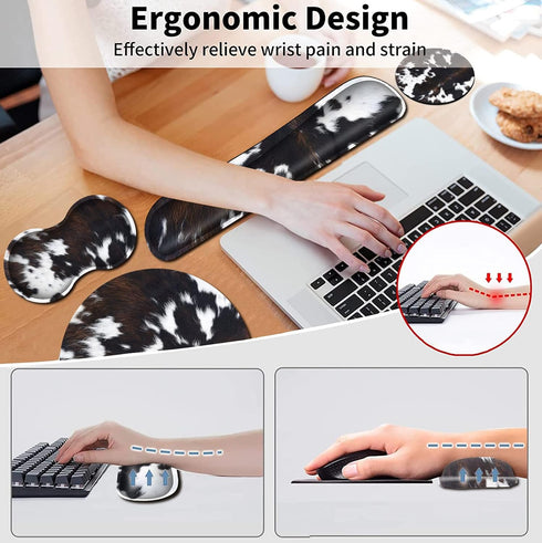 Keyboard Wrist Rest and Mouse Wrist Rest Support Set, Padded Memory Foam, Non-Slip Base for Office Accessories, Cute