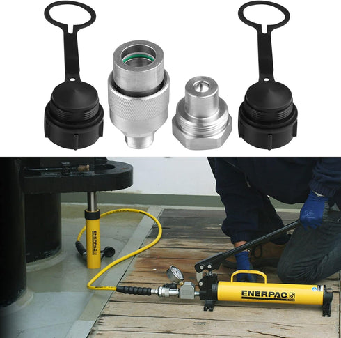 3/8" Hydraulic Quick Coupler Set Replaces Enerpac C-604, Connect and Disconnect Under 10,000 PSI