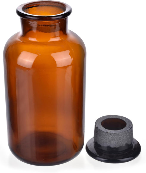 1000ml Lab Amber Glass Reagent Bottle, Wide Mouth Brown Storage Bottle with Ground Stopper