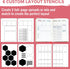 Speedy Spreads Journal Stencils x6 (Weekly Layouts #3) for A5 Bullet Dot Grid Journal Notebook by Sunny Streak.