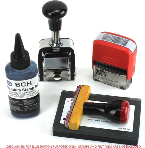 BCH Premium Black Stamp Ink Refill | Quick-Dry Permanent & Waterproof Ink for Self Inking Rubber Stamps