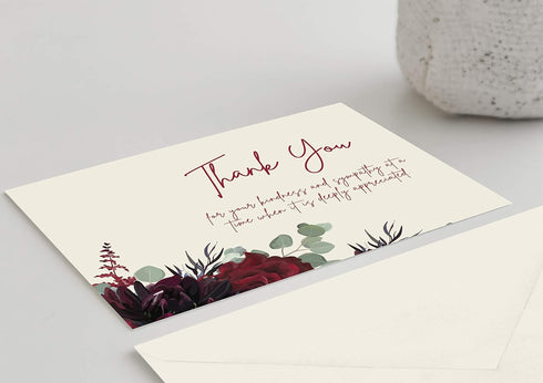 MPC Brands (50, Blank Funeral Thank You Cards - Sympathy Bereavement Thank You Cards With Envelopes - Message Inside