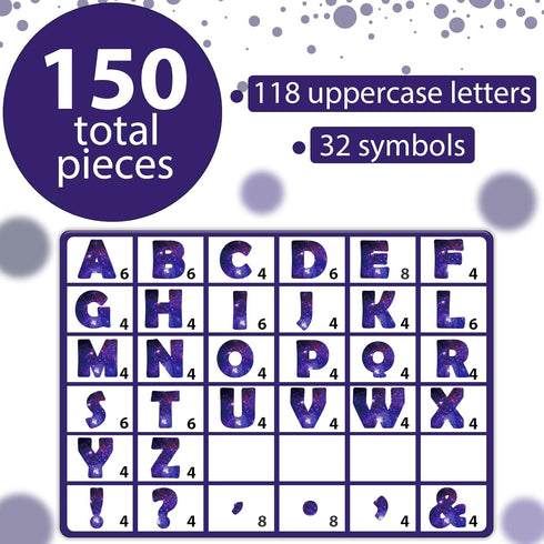 Qyeahkj 150 PCS Large 7" Font Outer Space Themed Bulletin Board Letters Combo Set for Classroom Starry Sky Decoration