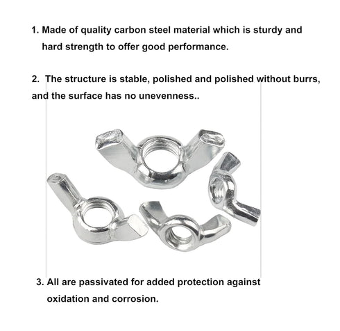 cSeao 50pcs Wing Nuts Assortment Kit, Zinc Plated Butterfly Nuts in Various Sizes