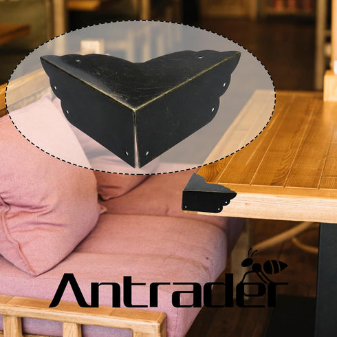 4pcs 2.8" 2.8" 1.2" Antrader Metal Box Corner Protector Edge Safety Bumpers Furniture Corner Guard Bronze Tone x x