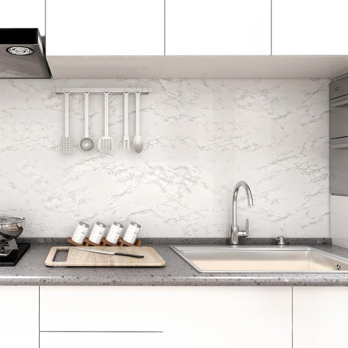 practicalWs Marble Contact Paper, 15.7inch 118.1inch White Marble Wallpaper, Waterproof Self Adhesive Removable for