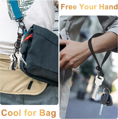 DELSWIN Heavy Duty Wristlet Keychain Lanyards with Carabiner and Key Ring - Black