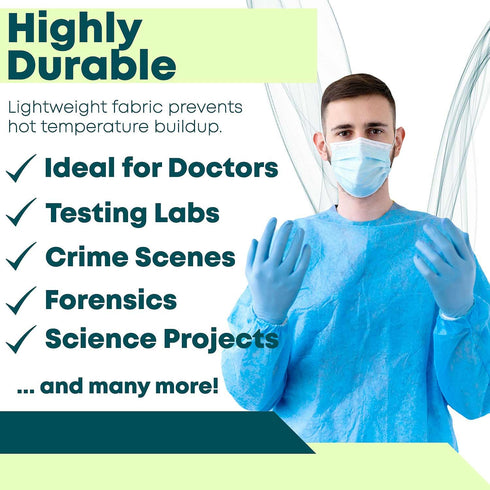 Reusable Isolation Gowns - Fluid Resistant Polyester, 10-Pack, Protective Washable PPE for Medical Facilities, Green