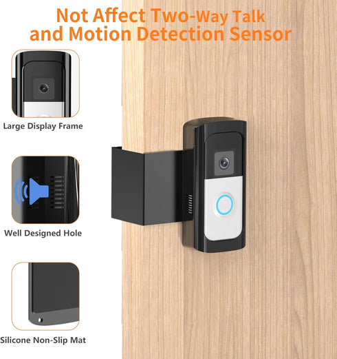 Anti-Theft Video Doorbell Mount, No Drilling Door Bracket for Video Doorbell 2/2020 Release (Black)
