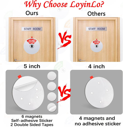 Privacy Sign, Do Not Disturb/Please Knock/Out of Office Sign, Office Door Sign for Availability (5inch, Silver)
