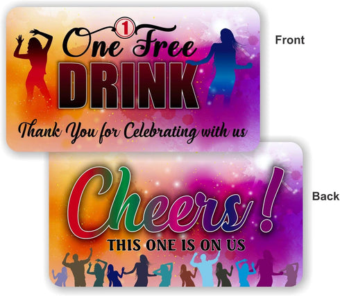 PARTH iMPEX One Free Drink Ticket Coupon Cards - Pack of 100, 3.5"x2" Redeem Gift Vouchers for Events