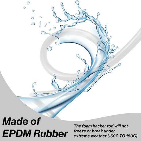 25FT Backer Rod, 1/2 Inch Diameter Foam Caulk for Concrete Expansion Joint Filler, White Weather Strip