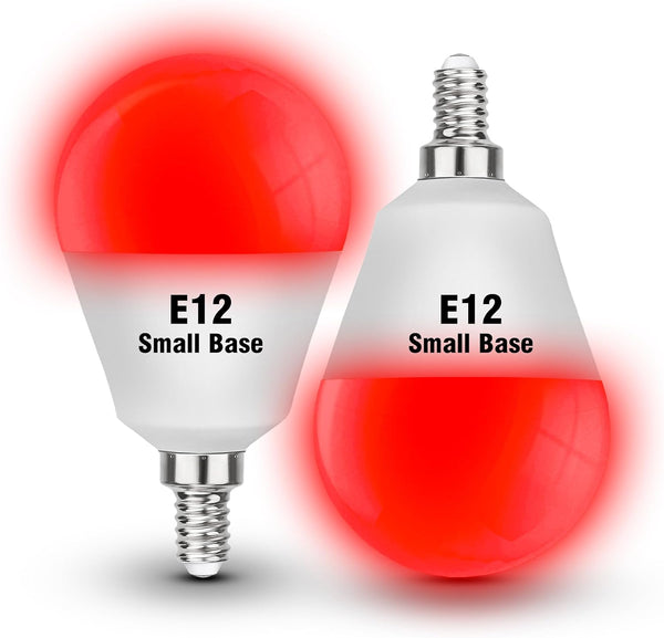 E12 Candelabra Red Light Bulbs for Sleep 25w-40w Equivalent, 625nm Red Light