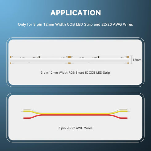 12mm 3-Pin Connection,20pcs Connectors,10ft(305cm) 22AWG Connection,5V 12V 24V PAUTIX Connectors for RGB Smart IC COB