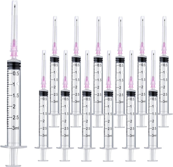100 Pack 3ml 18Ga Lab Syringe Tools, Individually Packed with Measurement