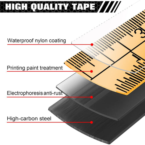 Magnetic Tape Measure 25 Ft with Fractions 1/8 and Metric, Easy to Read, Measuring Tape with Belt Clip for Engineers,