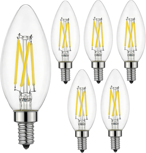 Type B/B11 E12 LED Filament Bulb, 4W/40W Equivalent 5000K Cool White Clear