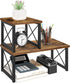 ELITEROO Wood Desktop Shelf, 2 Tier Adjustable Small Bookshelf Organizer, Freestanding Stackable Desk Stand, Rustic