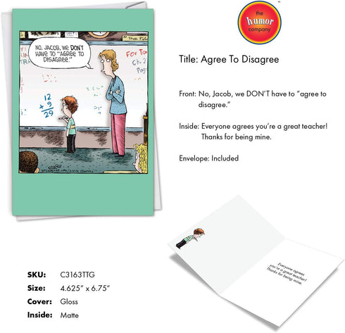 NobleWorks Funny Thank You Teacher Graduation Card, 1 Card with 5 x 7 Inch Envelope - Humor Notecard for Grad